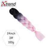 Xtrend ombré two tone hair Synthetic Rainbow Hair Jumbo Braids Crochet Hair 24inch Ombre Kanekalon Colorful Hair Braiding Hair Extensions