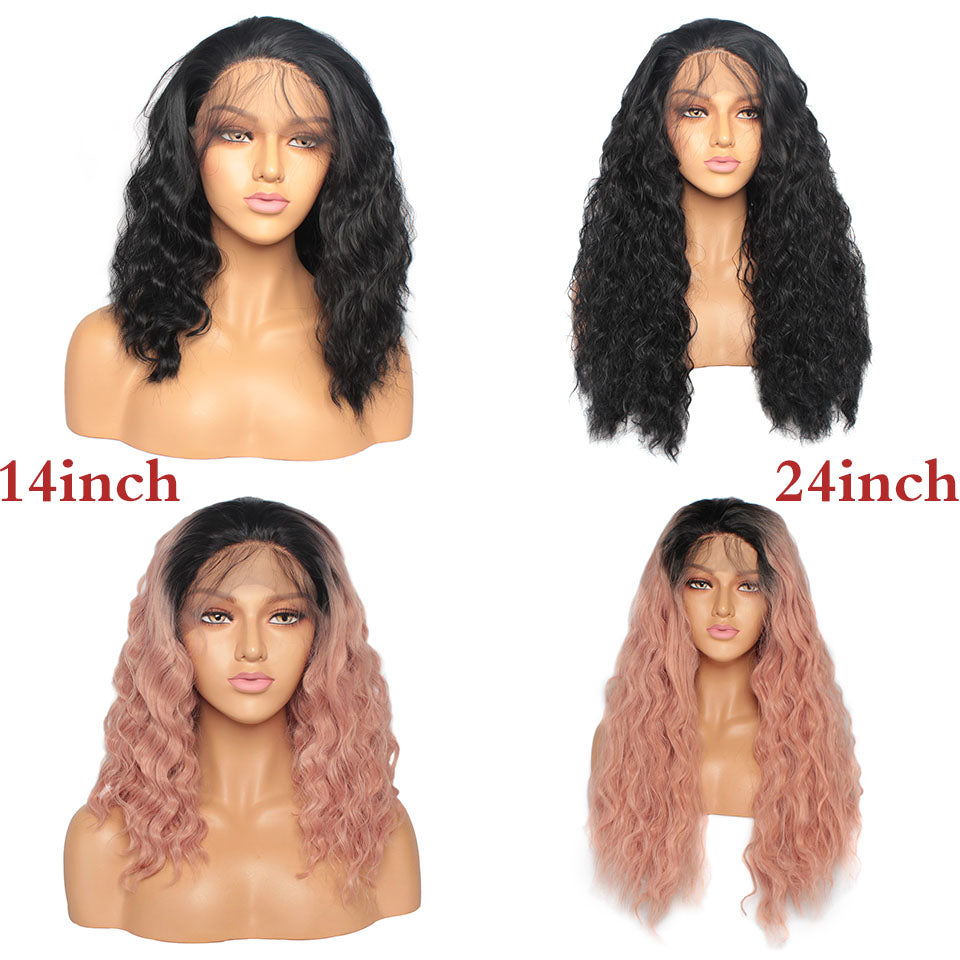 14" 24" Long Curly Hair High Temperature Hair wig African American Hairstyle Synthetic Hair Wigs For Woman Black Natural