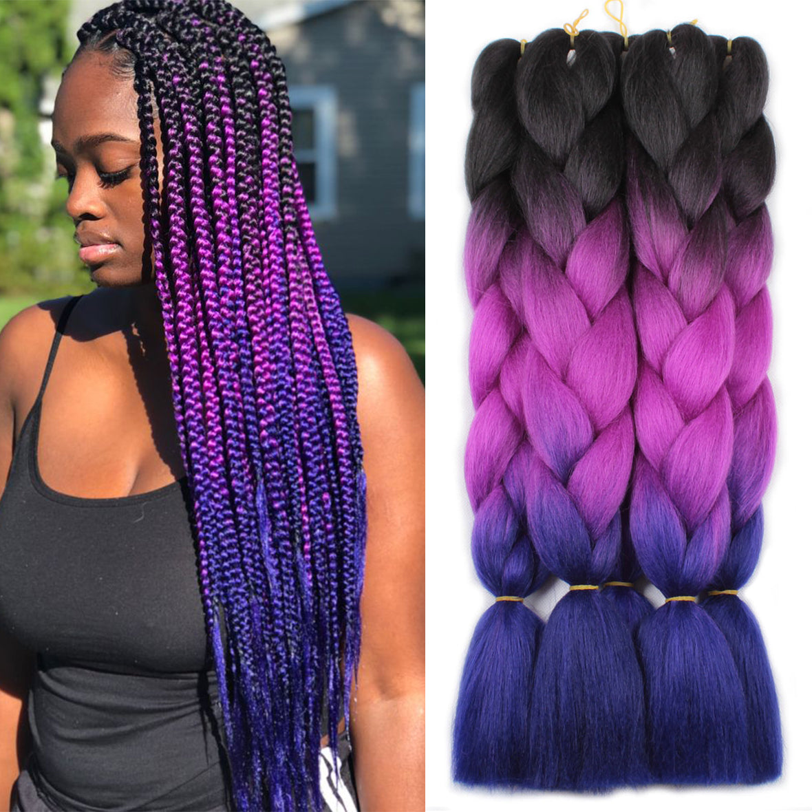 Xtrend ombre 24inch Synthetic Crochet Jumbo Braids Rainbow Kanekalon C –  Xtrend Hair