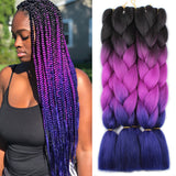 Xtrend ombre 24inch Synthetic Crochet Jumbo Braids Rainbow Kanekalon Colorful Hair Braiding Hair Extensions