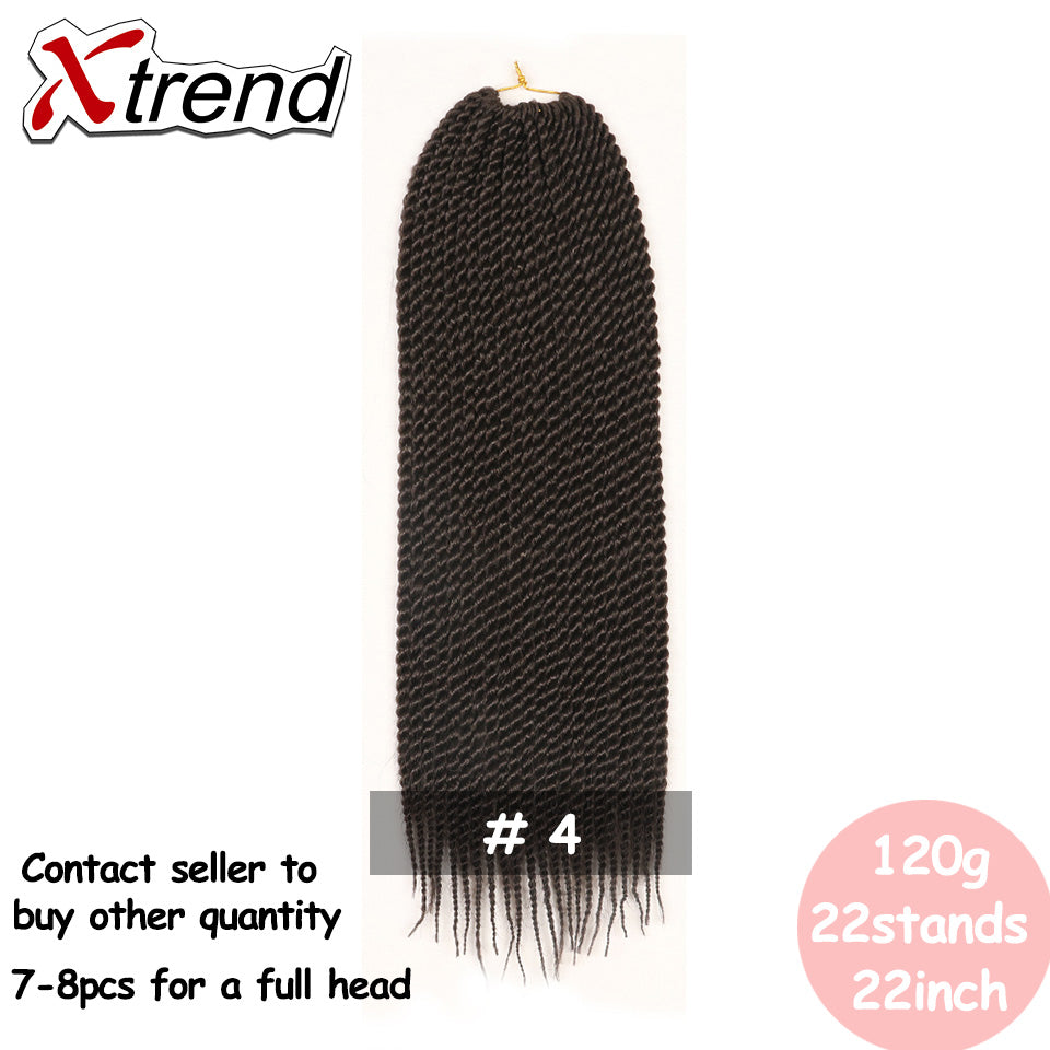 Xtrend Senegalese Twist Colorful Hair Crochet Braid Hair 22'' 22roots 120g Synthetic Ombre Braiding Hair Extension Rainbow Hair