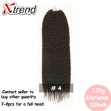 Xtrend Senegalese Twist Colorful Hair Crochet Braid Hair 22'' 22roots 120g Synthetic Ombre Braiding Hair Extension Rainbow Hair