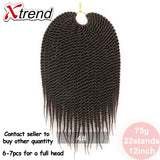 Xtrend 12inch 22roots Senegalese Twist Crochet Braid Hair Synthetic Ombre Kanekalon Colorful Hair Braiding Hair Extension