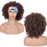 Headband Wig Afro Kinky Curly Synthetic Hair Wigs 8 Inch Short Natural Black