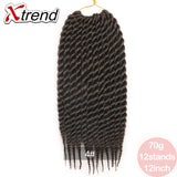 Xtrend 12'' 12roots/Pack Crochet Braid Hair Havana Twist Synthetic Ombre Kanekalon Jumbo Colorful Hair Braiding Hair Extensions Black Burgundy