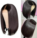 4x4 Short Bob Human Hair Lace Front Straight Wigs 150% Density Lace Closure Front Wigs Real Virgin Brazilian Hair Natural Black