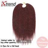 Xtrend 12inch 22roots Senegalese Twist Crochet Braid Hair Synthetic Ombre Kanekalon Colorful Hair Braiding Hair Extension