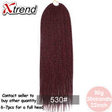 Xtrend 30Roots/Pack 22' Ombre Senegalese Twist Hair Synthetic Color Hair Crochet Braiding Hair Extensions Rainbow Hair