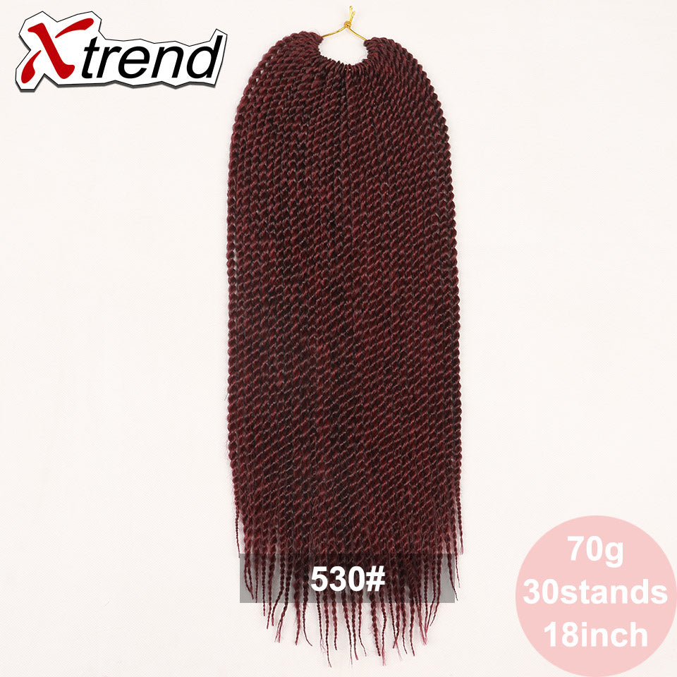Xtrend 30Roots/Pack 18'' Ombre Senegalese Twist Hair Synthetic Color Hair Crochet Braiding Hair Extensions Rainbow Hair