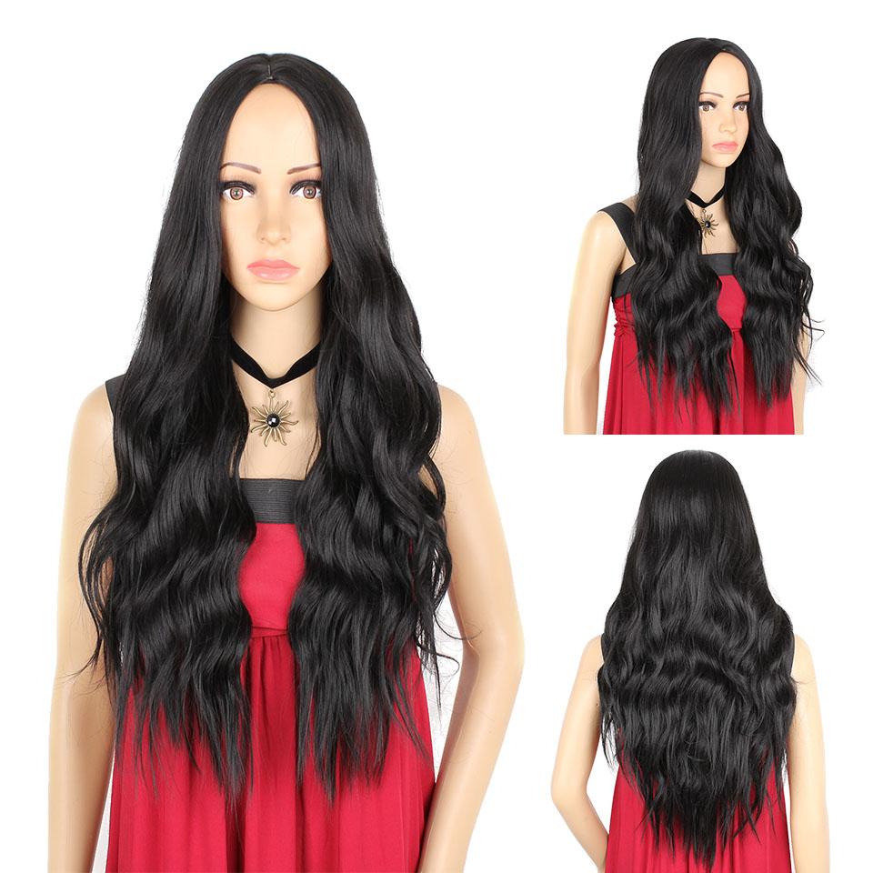 24 Inches Ombre Brown Wig Synthetic Long Wigs for Women Natural Wave Hair Wigs Middle Part Heat Resistant Natural Looking Wigs
