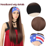 24inch Long Straight Headband Wigs for Women Synthetic Brown Wig Silky Straight Hair Wigs Daily Party