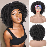 Headband Wig Afro Kinky Curly Synthetic Hair Wigs 8 Inch Short Natural Black