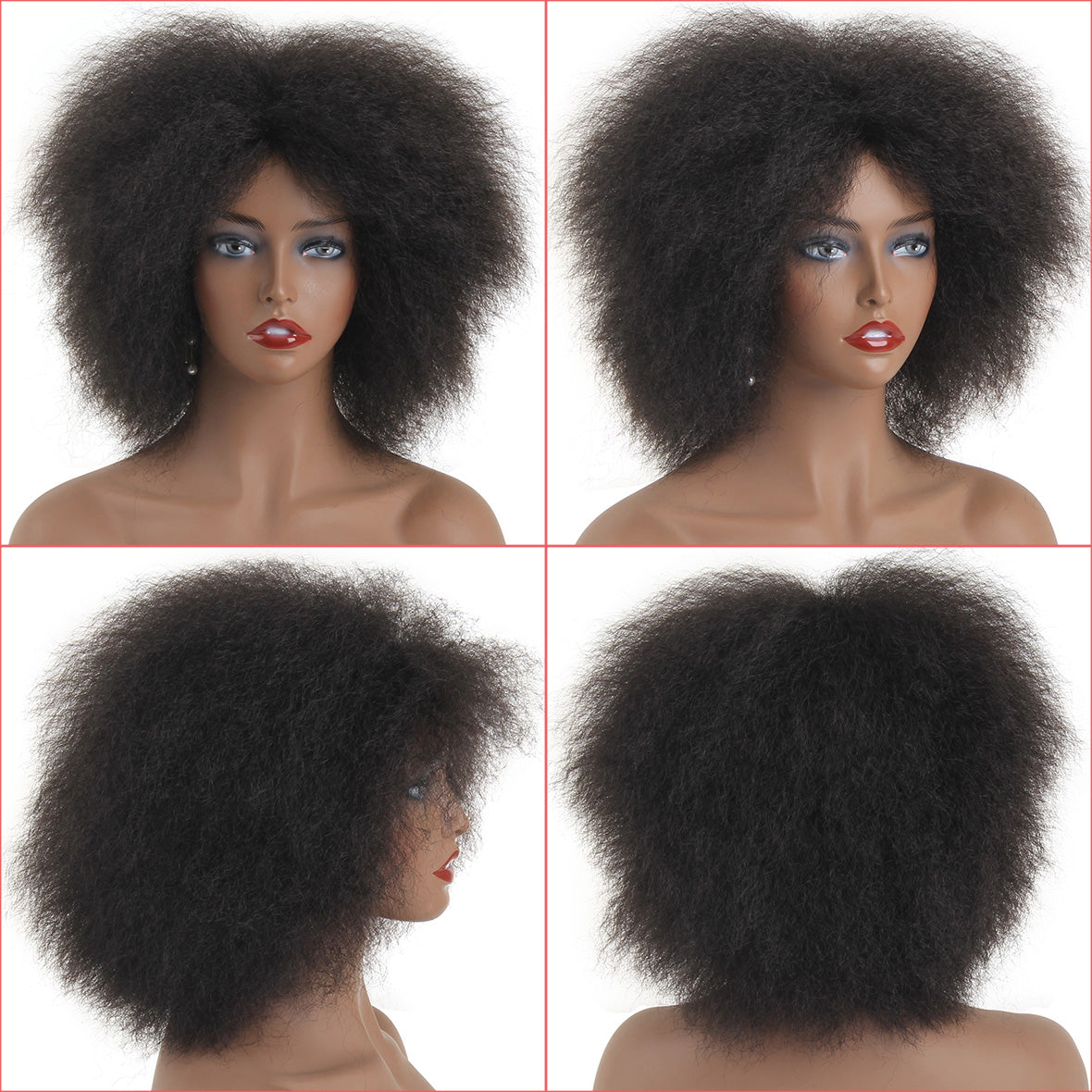 Xtrend Afro Kinky Curly Wig Synthetic 6Inch 100g Black Natural Heat Resistant Cosplay Wigs for Black Women