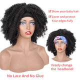 Headband Wig Afro Kinky Curly Synthetic Hair Wigs 8 Inch Short Natural Black