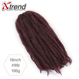 Xtrend 18inch 100g marley hair synthetic Kinky Straight Twist Hair Color Hair Crochet Braids Cubian Rainbow Braiding Hair