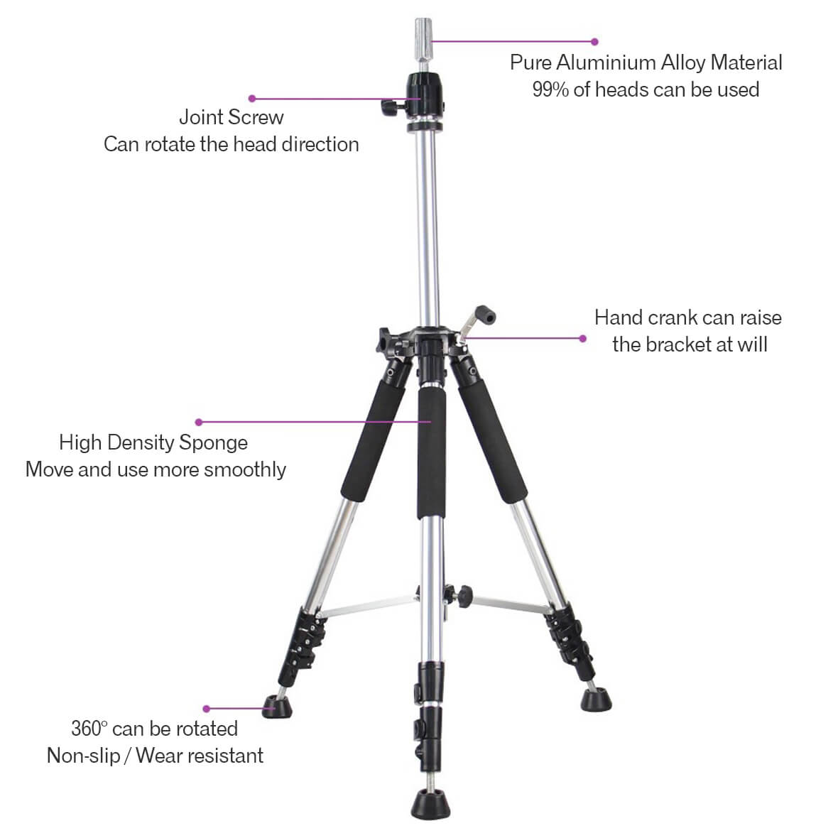 The New Adjustable Wig Stand Mannequin Head Tripod For Canvas Block Heads,Making  Wigs,Styling,Cosmetology Hairdressing Trainning