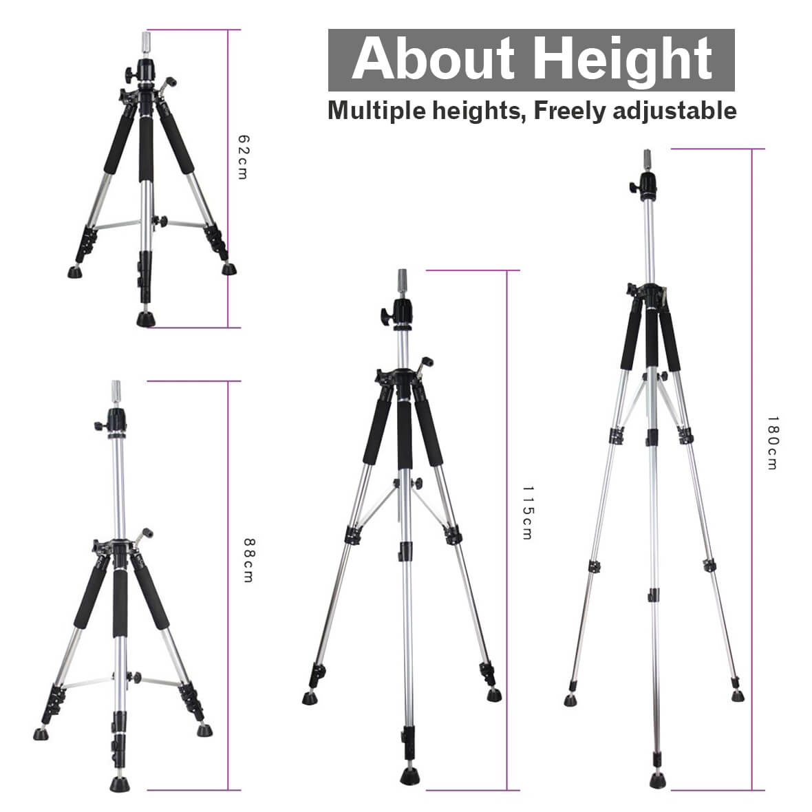 Tripod Stand for Canvas Block Head Adjustable Wig Head