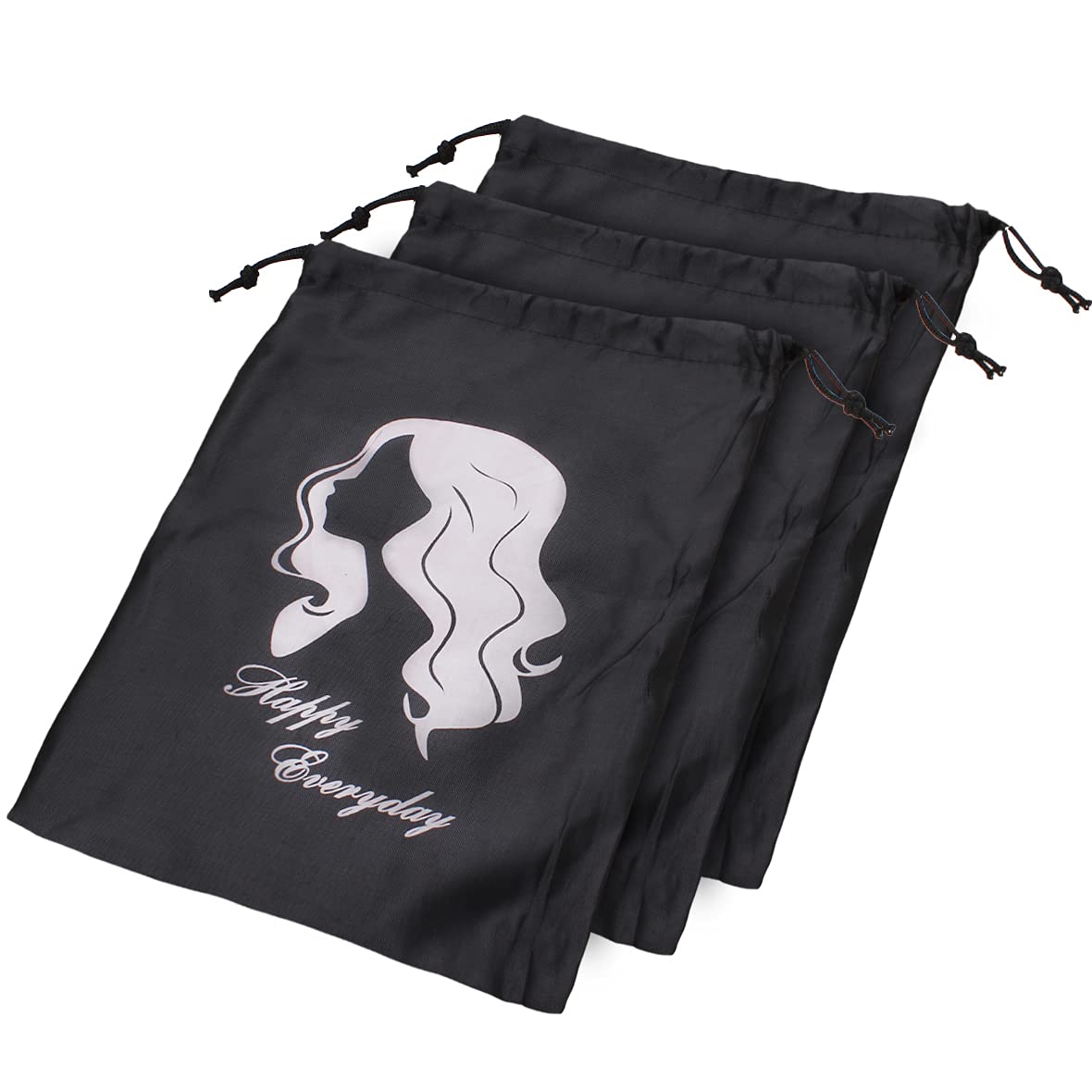 Xtrend 8 Pieces Wig Bags Satin Packaging Pouches Carrying Storage Bags with Drawstring for Wigs, Bundles,Hair Extensions,Tools, Business Gift Bags