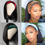 Bob Headband Wigs Straight Blonde Highlight Wig Virgin Human Hair For Black Women 150% Density Glueless None Lace Front Wig