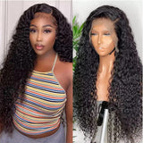 Brazilian Water Wave Curly 13x4 Lace Front Human Hair Wigs For Black Women Natural Hairline Body Pre-plucked Lace Front Wigs180%