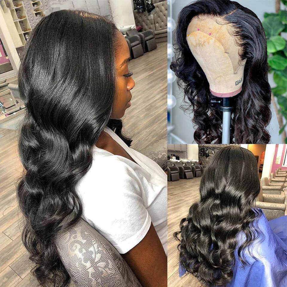 360 Body Wave Lace Frontal Wigs Human Hair Brazilian Black Women 150%  Density Pre Plucked With Baby Hair 100% Unprocessed Virgin Human Hair (16  inch)