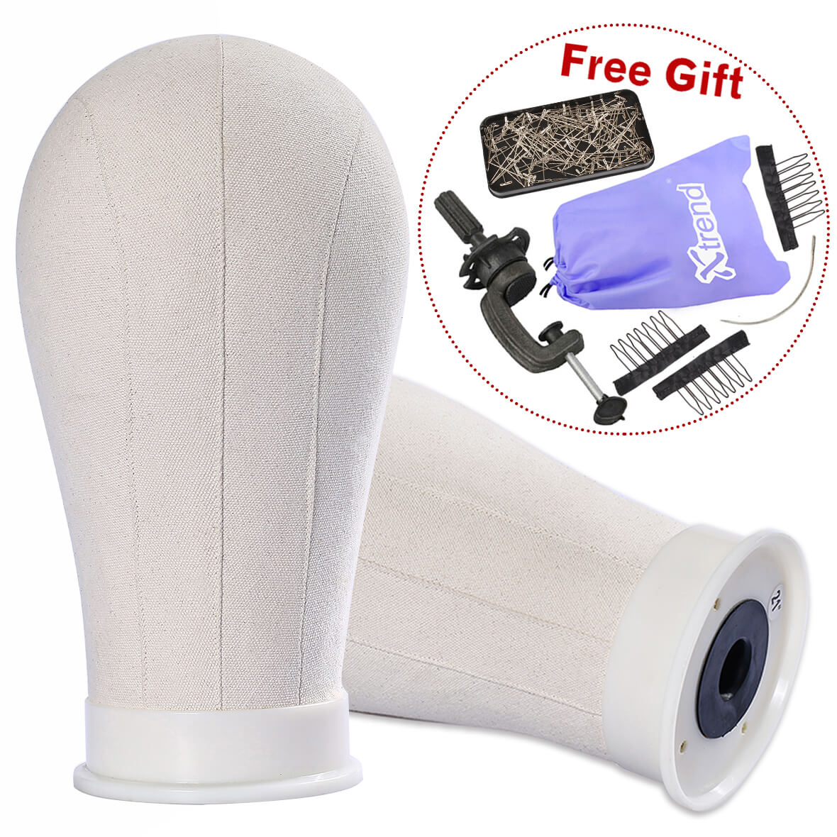 canvas head for wigs with stand