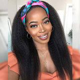 Headband Wigs Kinky Straight Human Hair Wigs Brazilian Remy Human Hair Yaki Straight Wig None Lace Front Wigs