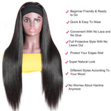 Headband Wigs Straight Human Hair Wig Brazilian Virgin Hair Glueless None Lace Front Wig