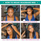Headband Wigs Straight Human Hair Wig Brazilian Virgin Hair Glueless None Lace Front Wig