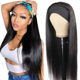 Headband Wigs Straight Human Hair Wig Brazilian Virgin Hair Glueless None Lace Front Wig