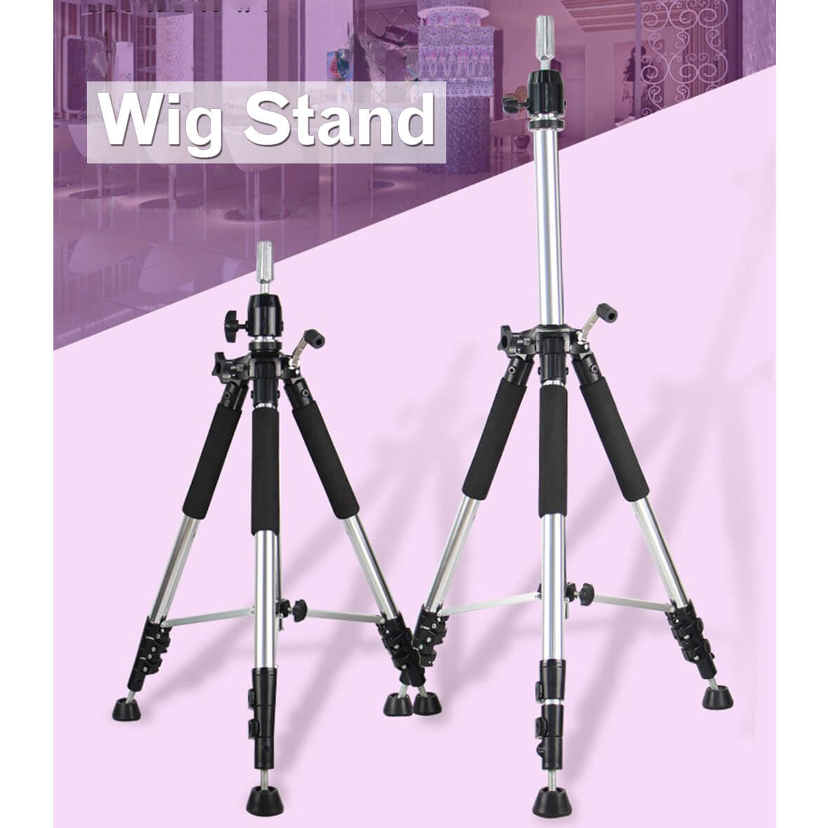 Wig Head Stands with Smartphone Clamp Mount