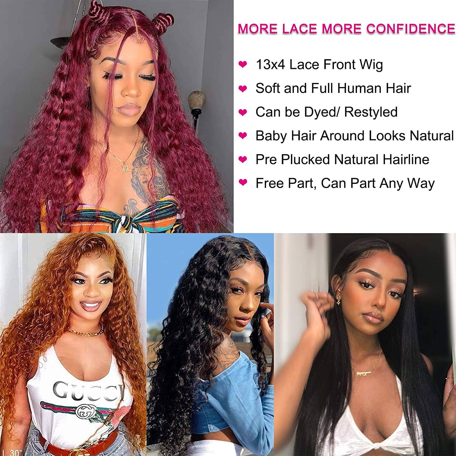 Human Hair Curly Lace Front Wigs Brazilian Human Hair Wig with Baby Hair Pre Plucked Natural Hairline Wigs