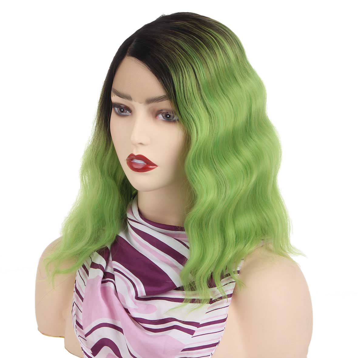 14 inch side part body wave lace front bob wig synthetic female swiss lace frontal loose wave bob wigs