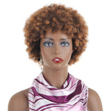 Synthetic Ombre Kinky Curly Wigs For Women Natural Black Brown Short Afro Fake Hair Heat Resistant Female Wig