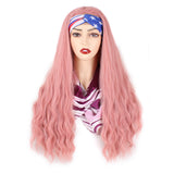 24inch Headband Wig Kinky Curly Synthetic Hair Wig None Lace Front Synthetic Hair Wig for Black Women Loose Wave Machine Made Wigs