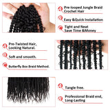 Xtrend Knotless Jungle Box Braids 12 Stands 20 Inch Goddess Box Braids Hair Pre-looped Synthetic Hair Butterfly Crotchet Braids Hair Extension