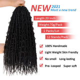 Xtrend Knotless Jungle Box Braids 12 Stands 20 Inch Goddess Box Braids Hair Pre-looped Synthetic Hair Butterfly Crotchet Braids Hair Extension