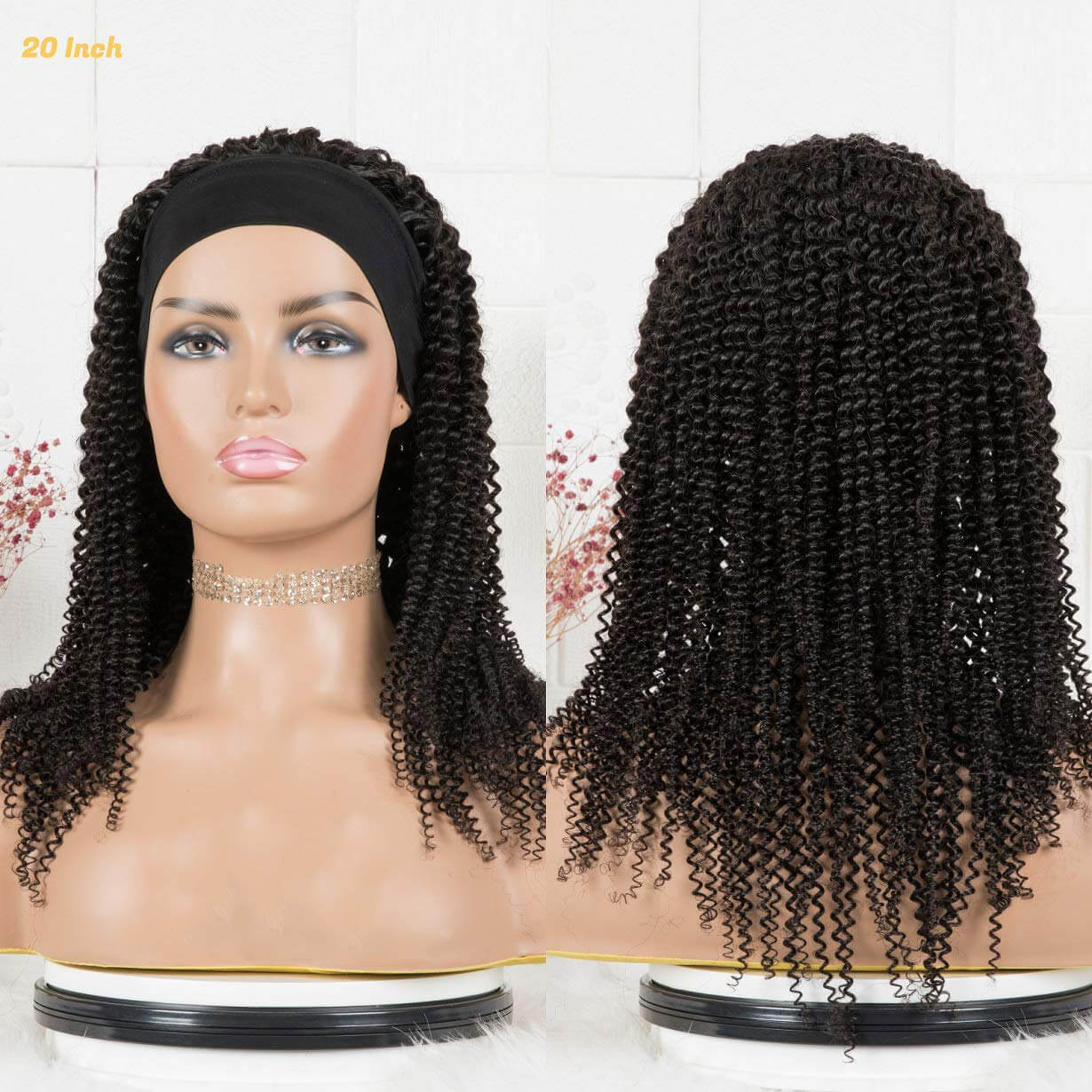 Xtrend Kinky Curly Headband Wigs Human Hair None Lace Front Wigs  Glueless Brizilian Virgin Hair Machine Made Headband Wig