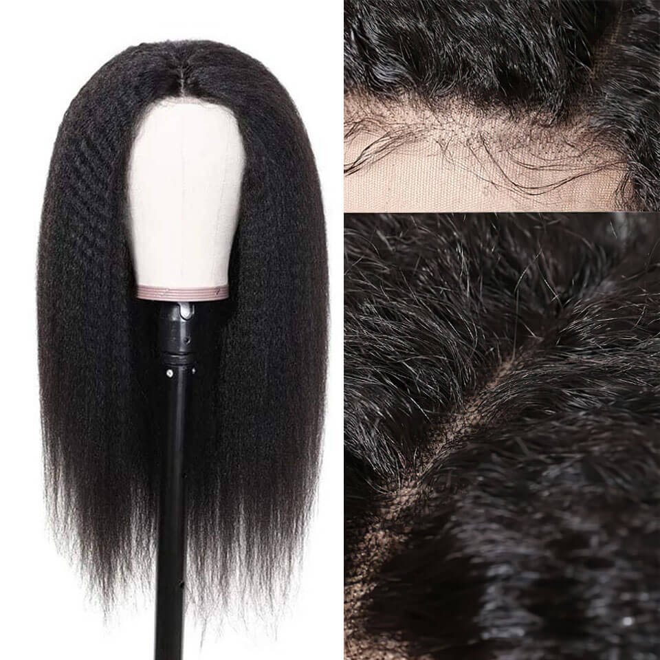 Kinky Straight Hd 360 Lace Frontal Wig Pre plucked For Women Black Glueless Full Transparent Yaki Lace Front Wig Human Hair