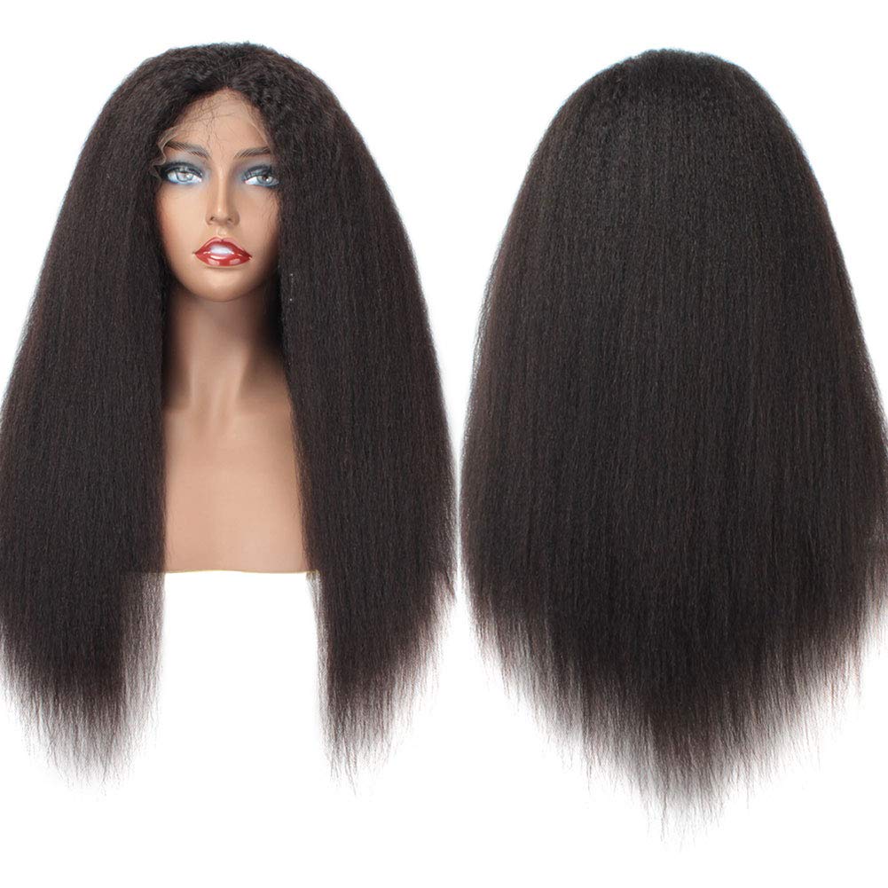 Kinky Straight Hd 360 Lace Frontal Wig Pre plucked For Women Black Glueless Full Transparent Yaki Lace Front Wig Human Hair