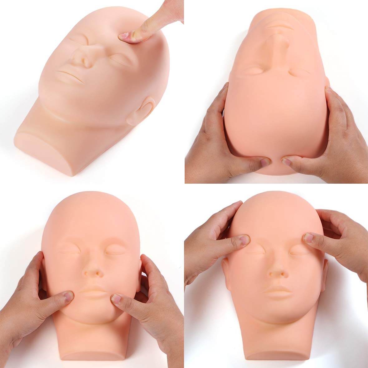 Reusable Makeup Practice Face Mannequin Head Doll Flat Head Washable 5D  Silicone 