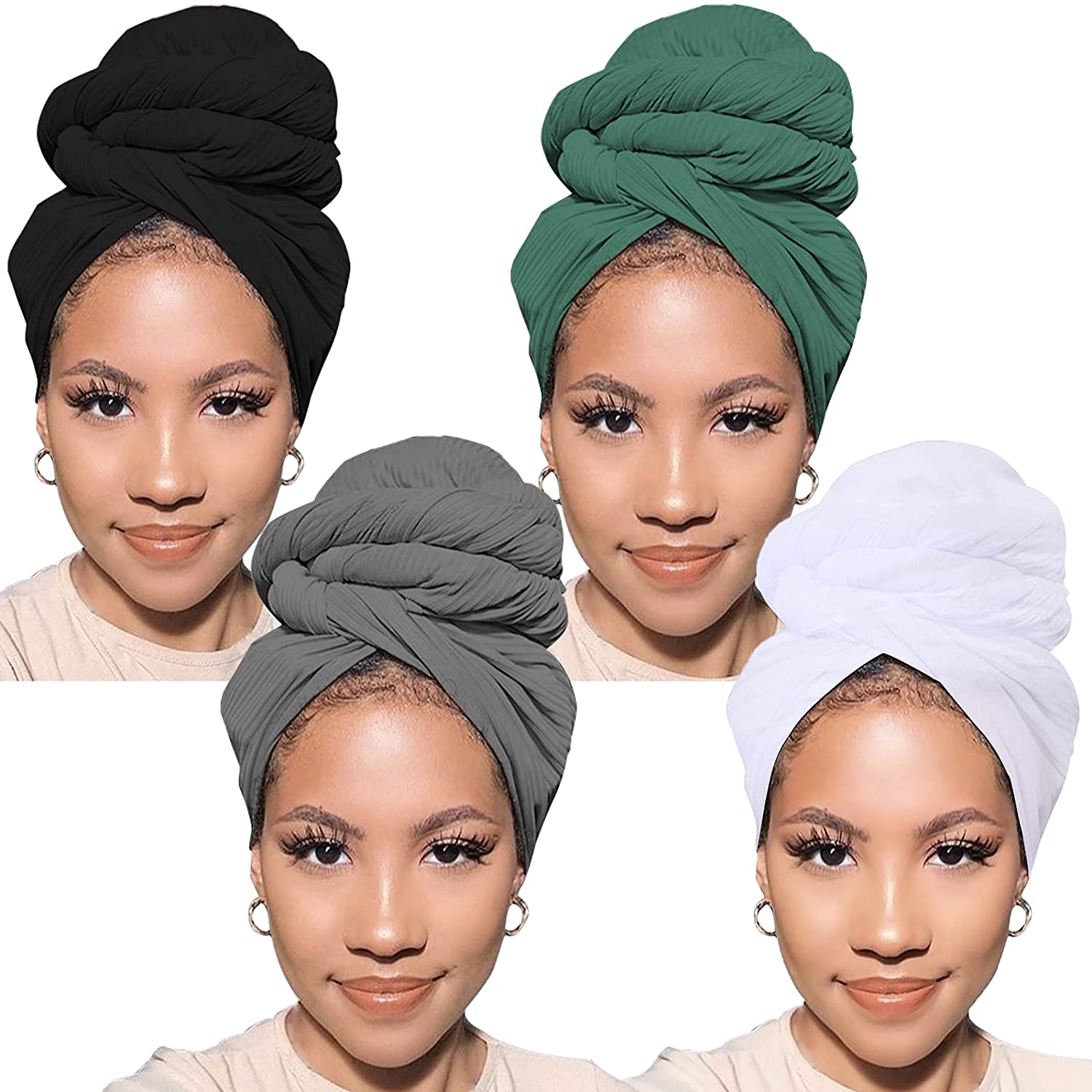 Xtrend Stretch Head Wrap Scarf Stretch Turban Long Hair Scarf Wrap