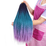 Xtrend Ombre Box Braid 24inch Crotchet Braids Hair Extensions Synthetic Ombre Kanekalon Braiding Hair Colors Pink Purple Blonde Blue