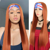 24inch Long Straight Headband Wigs for Women Synthetic Brown Wig Silky Straight Hair Wigs Daily Party