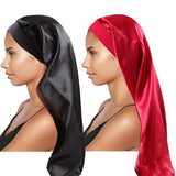 Xtrend 2 Pcs Hair Bonnets for Women Satin, Soft Elastic Band Silky Sleeping Cap Big Bonnets for Women Bonnet