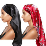 Xtrend 2 Pcs Hair Bonnets for Women Satin, Soft Elastic Band Silky Sleeping Cap Big Bonnets for Women Bonnet