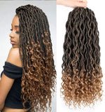 Xtrend Goddess Faux Locs Curly Crochet Braid Synthetic Hair 18'' 20roots Ombre Braiding Hair Brown High Temperature Fiber