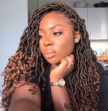 Xtrend Goddess Faux Locs Curly Crochet Braid Synthetic Hair 18'' 20roots Ombre Braiding Hair Brown High Temperature Fiber