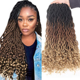 Xtrend Goddess Faux Locs Curly Crochet Braid Synthetic Hair 18'' 20roots Ombre Braiding Hair Brown High Temperature Fiber