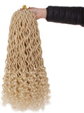 Xtrend Goddess Faux Locs Curly Crochet Braid Synthetic Hair 18'' 20roots Ombre Braiding Hair Brown High Temperature Fiber